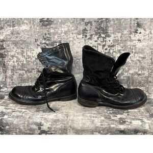 Vtg HH Double H Mens 10 Black Paratrooper Airborne Jump Boot Brogue Grunge Punk
